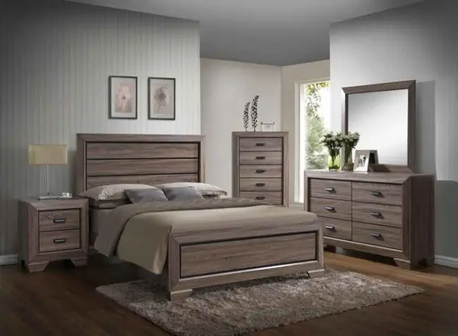 6PC QUEEN SIZE CREAM OAK BEDROOM SET