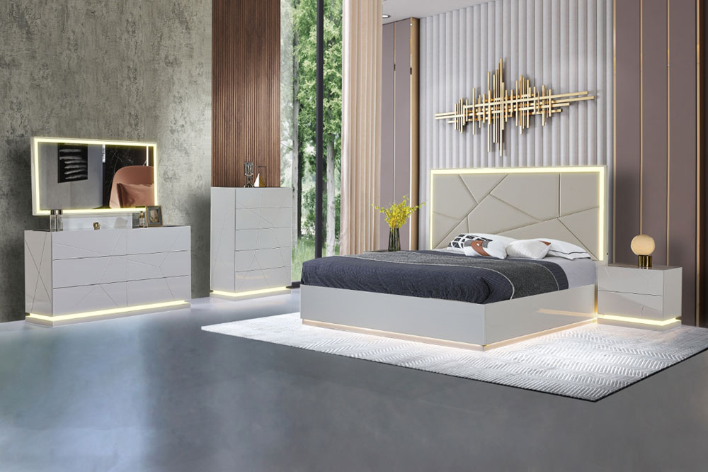6PC KING SIZE GREY BEDROM SET