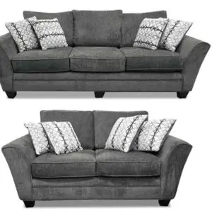 2PC CHARCOAL CHENILLE FABRIC SOFA SET