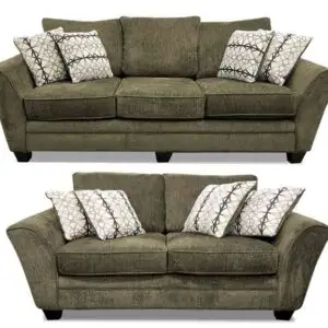 2PC BROWN CHENILLE FABRIC SOFA SET