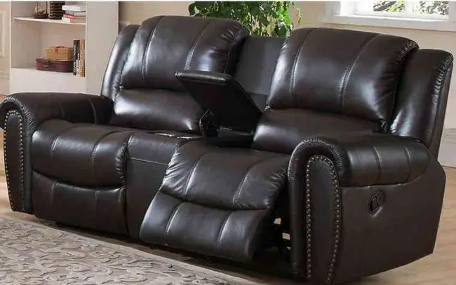 2 PC GENUINE LEATHER RECLINER SOFA SET - Image 4