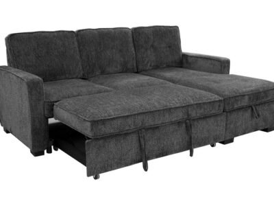 2PC Chenille Sectional with Bed & Storage and Reversible Chaise