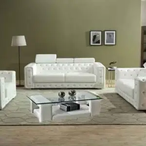 4PC LEATHER GEL MODERN WHITE SOFA SET