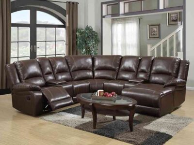 Leather Air Sectional W/ 2 Recliners & Chaise Lounger