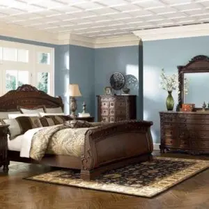 7PC QUEEN SIZE MARBLE TOP SOLID WOOD BEDROOM SET