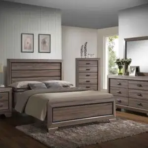 6PC QUEEN SIZE CREAM OAK BEDROOM SET