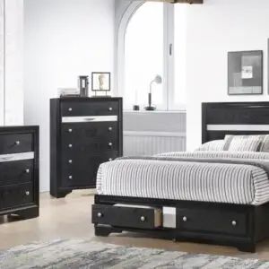 6 PC BLACK PLATFORM BEDROOM SET
