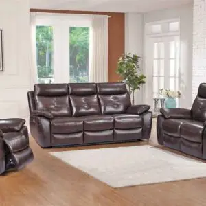 3PC TOP GRAIN LEATHER RECLINER SOFA SET