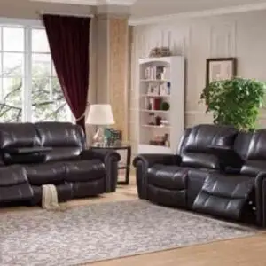 2 PC GENUINE LEATHER RECLINER SOFA SET