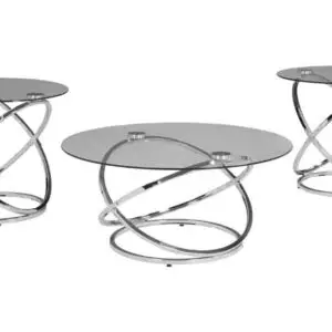 3PC ROUND GLASS COFFEE TABLE SET