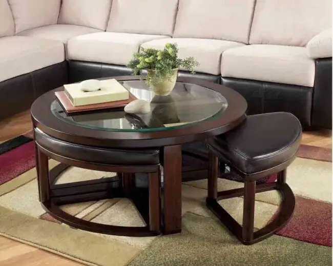 Coffee Table with Nesting Stools - Image 2