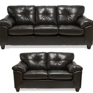2PC BLACKBERRY LEATHER AIR SOFA & LOVESEAT