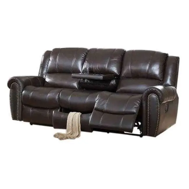 2 PC GENUINE LEATHER RECLINER SOFA SET - Image 2