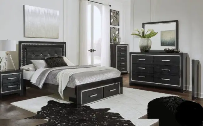 6 PC BLACK BEDROOM SET W/ LED HEADBOARD AND MIRROR LIGHTS - Image 9