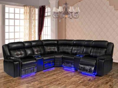3PC Leather Gel Power Recliner Sectional With Led Lights