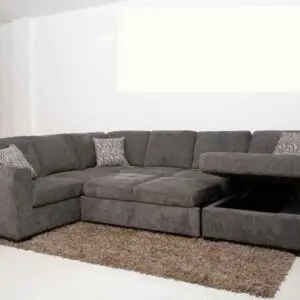 3PC Chenille Sectional with Bed & Storage Lounger