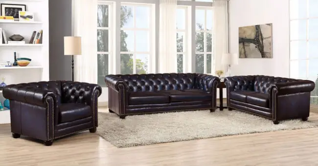 3PC  LEATHER GEL ROLLED ARMS SOFA SET - Image 2