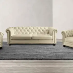 3PC  LEATHER GEL ROLLED ARMS SOFA SET