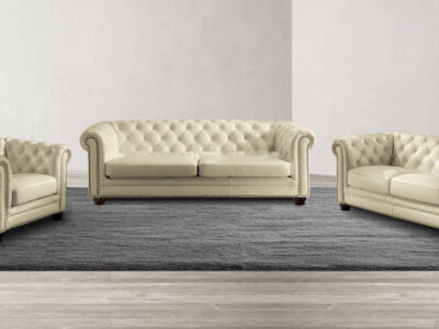 3PC  LEATHER GEL ROLLED ARMS SOFA SET
