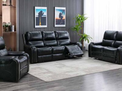 3PC Black Power Reclining Sofa set