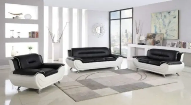 3 PC BLACK & WHITE MODERN SOFA SET