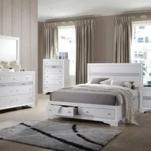6 PC WHITE PLATFORM BEDROOM SET