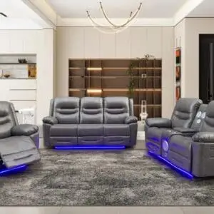 3PC Power Recliner with led blue lights
