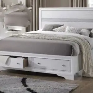 Queen Size White Platform Bed