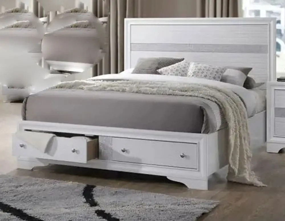 Queen Size White Platform Bed
