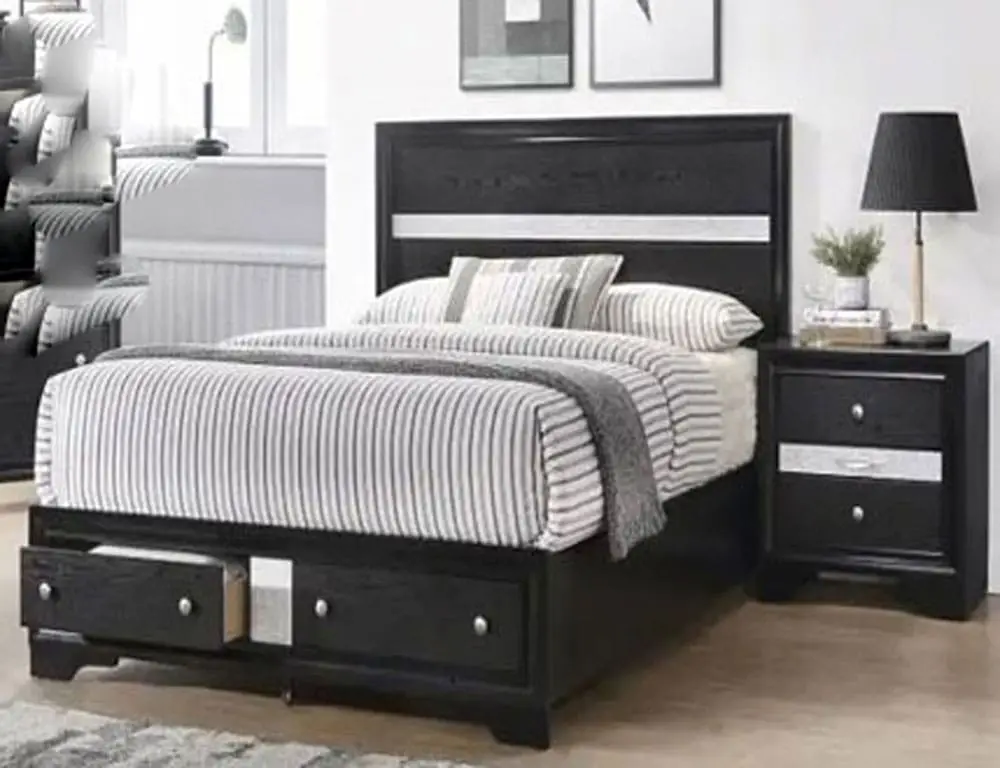 Queen Size Black Platform Bed