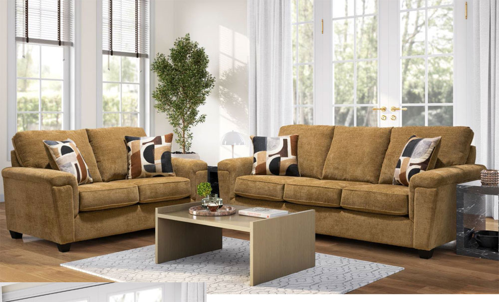 2PC Fabric Sofa And Loveseat