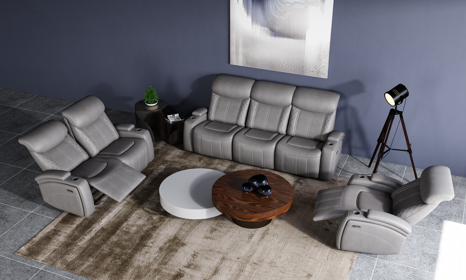 2Pc Power Reclining Sofa Set with Adjustable Headrest