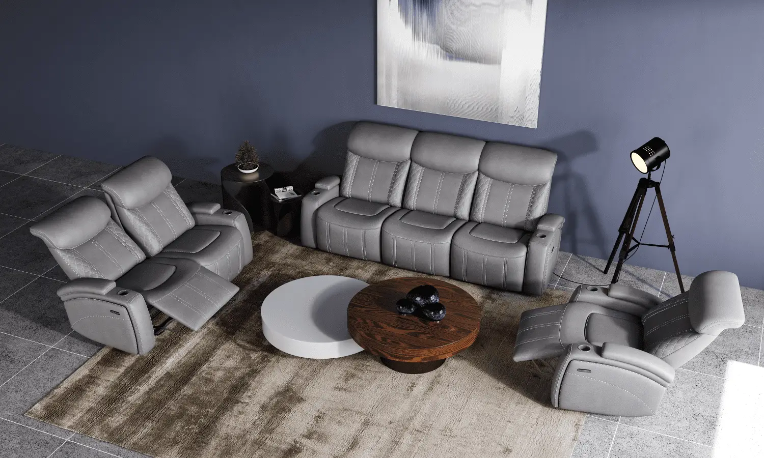 2Pc Power Reclining Sofa Set with Adjustable Headrest