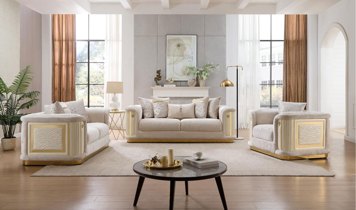 3PC MODERN FABRIC SOFA SET