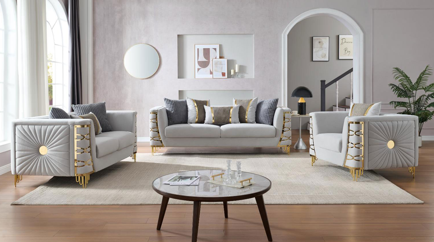 3PC MODERN FABRIC SOFA SET