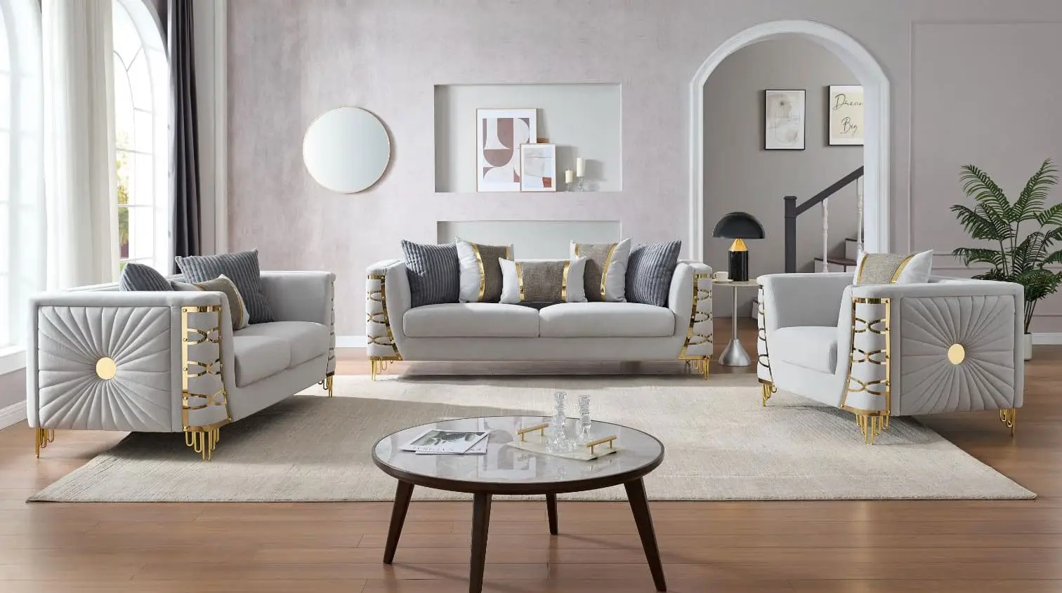 3PC MODERN FABRIC SOFA SET