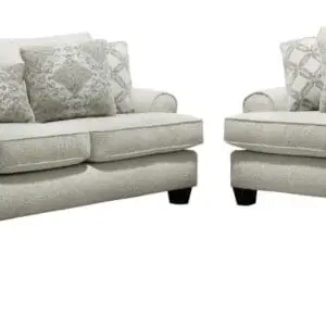 2PC White Chenille Sofa Set