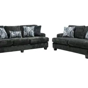 2PC Large Oversize Charcoal Chenille Sofa Set