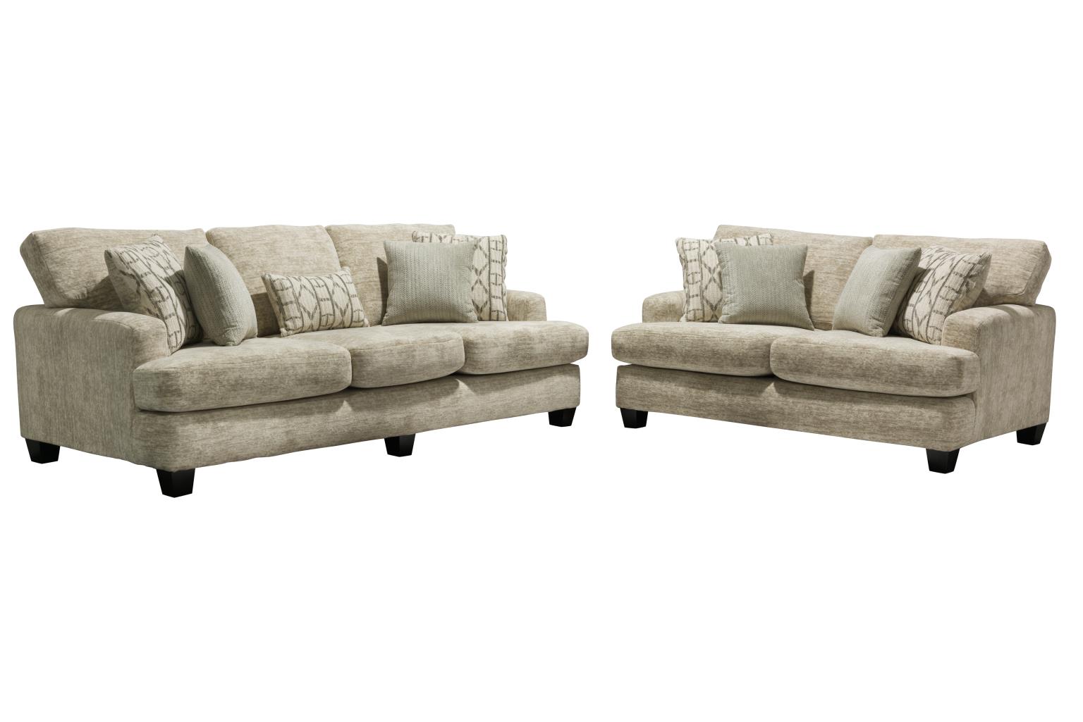 2PC Cream Chenille Sofa Set