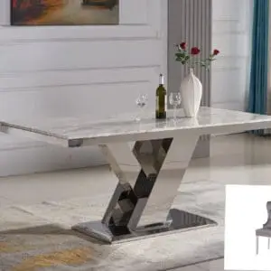 7PC Marble Dining Table And 6 chairs