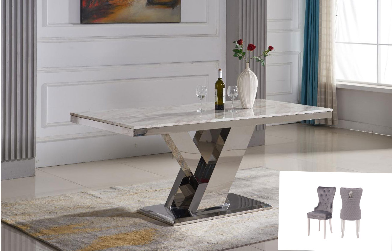 7PC Marble Dining Table And 6 chairs