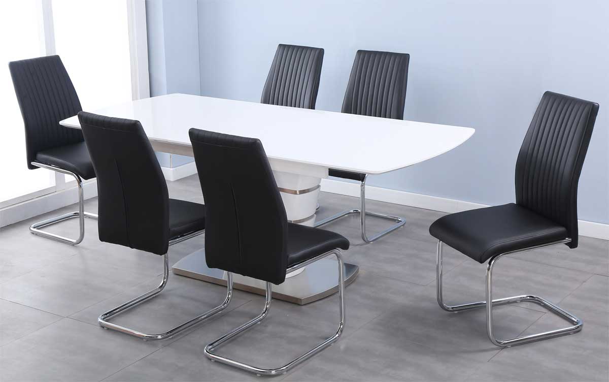 7PC Dave White Extension Dining Table