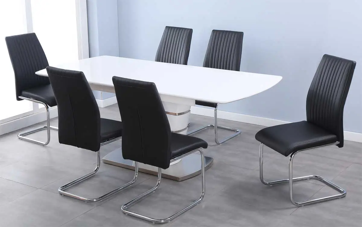 7PC Dave White Extension Dining Table