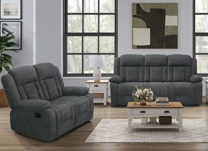 2PC Chenille Fabric Recliner Sofa Set