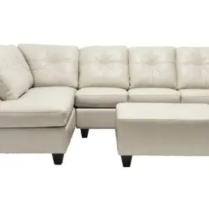 2PC White Leather Air Sectional