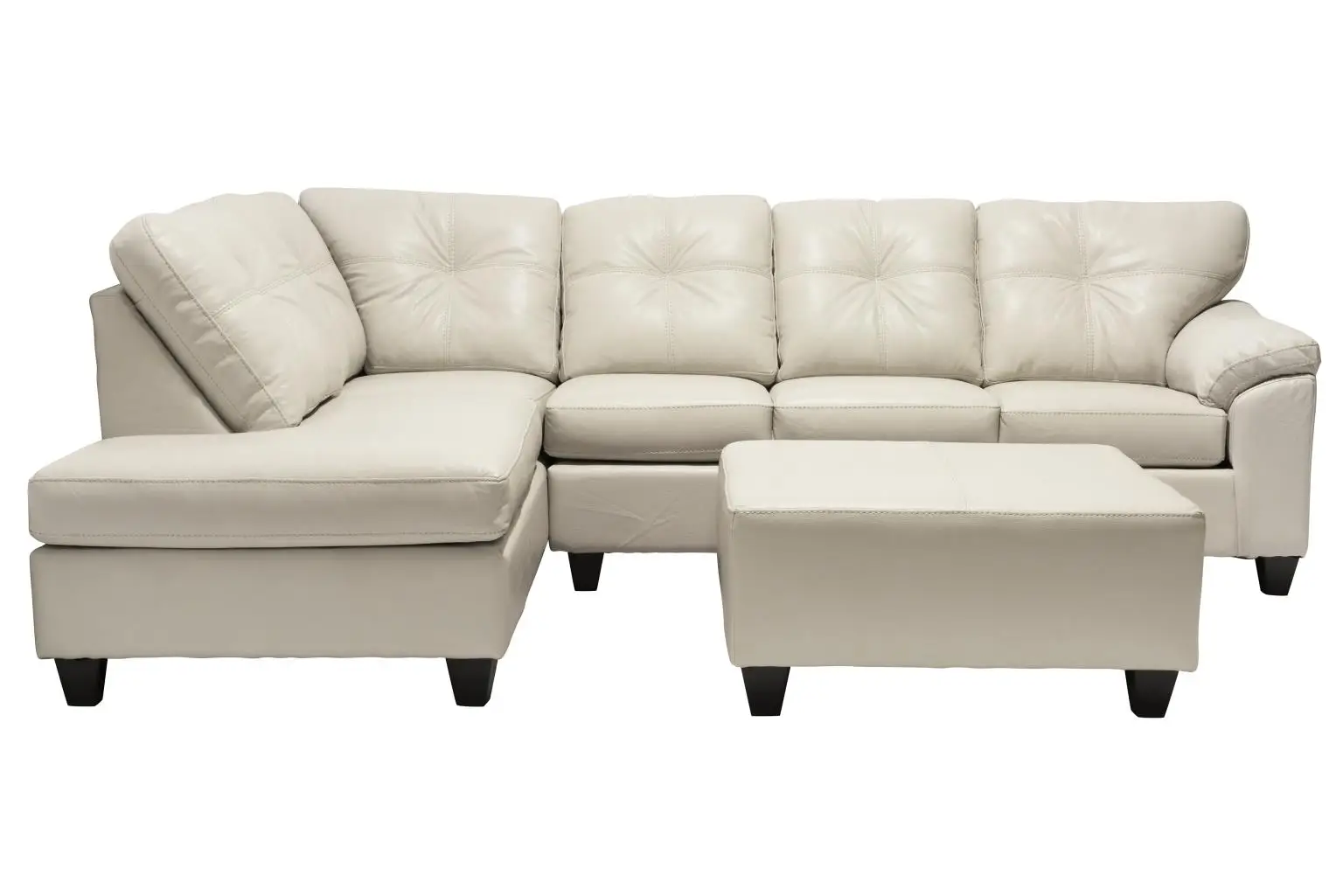 2PC White Leather Air Sectional