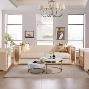 3PC MODERN LEATHER AIR SOFA SET