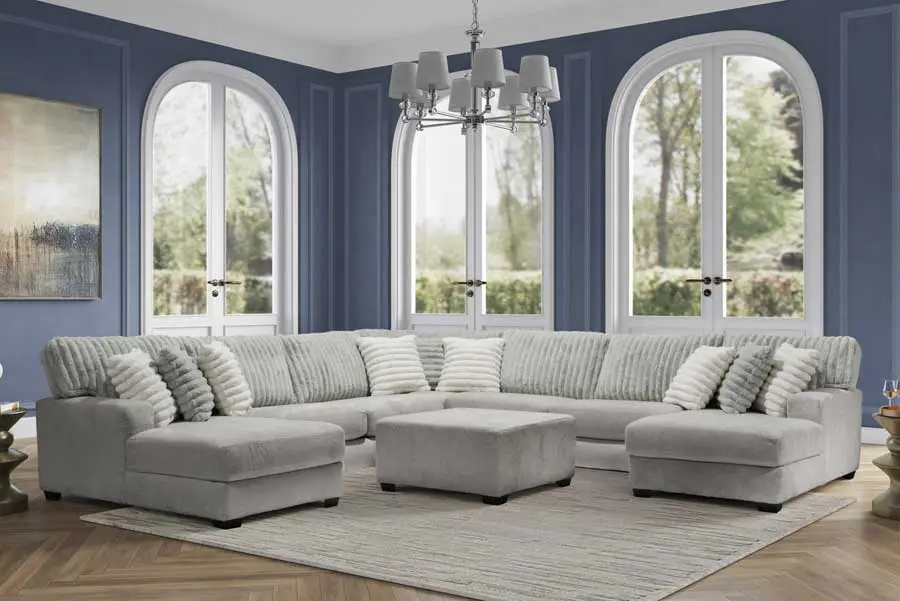 5PC Plush Parchment Sectional